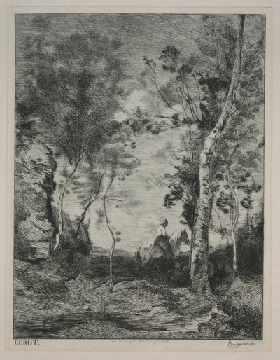 Paesaggio, o Il cavallo bianco, dopo Corot, c. 1858 da Felix Bracquemond
