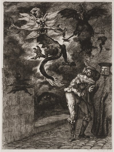 Panurge che lascia la casa di Raminagrobis da Felix Bracquemond