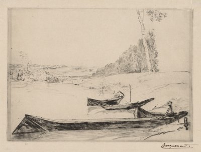 Piccole barchette sulle rive della Senna da Felix Bracquemond