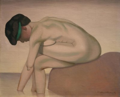 Bagnante seduta di profilo su una roccia da Felix Edouard Vallotton