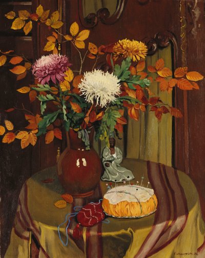 Crisantemi e fogliame autunnale; Chrysanthemes et Feuillage d