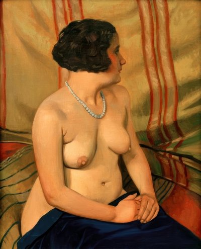 Donna con collana blu da Felix Edouard Vallotton