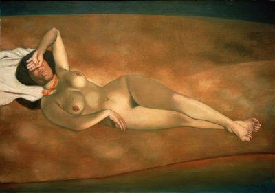 Donna sdraiata sulla sabbia da Felix Edouard Vallotton