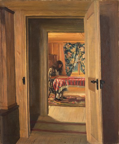 Interno con una giovane ragazza che scrive, 1905 da Felix Edouard Vallotton