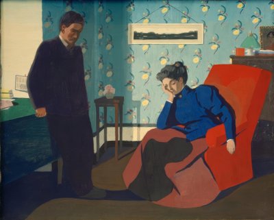 Interno con poltrona rossa e figure da Felix Edouard Vallotton