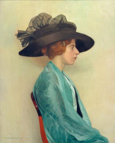 Giovane donna con cappello nero da Felix Edouard Vallotton