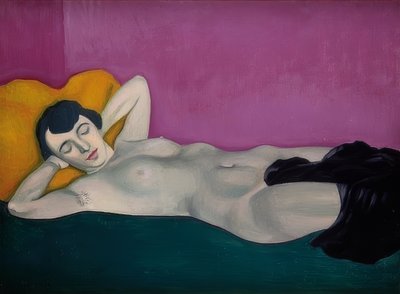 Donna sdraiata su sfondo viola da Felix Edouard Vallotton
