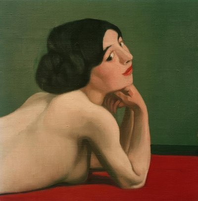 Nudo sdraiato sul tappeto rosso da Felix Edouard Vallotton