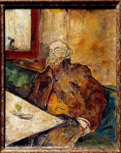 Ritratto di Paul Verlaine (1844-1896), poeta francese, seduto al bar davanti a un bicchiere di assenzio da Felix Edouard Vallotton