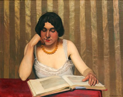 Lettore con collana gialla, 1912 da Felix Edouard Vallotton