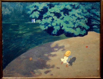 Il ballo o angolo del parco con bambino che gioca a palla da Felix Edouard Vallotton