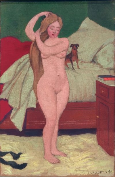 Nudo femminile che si pettina, interno da Felix Edouard Vallotton