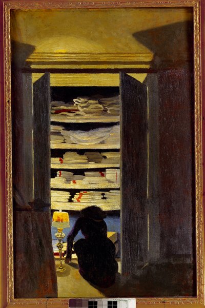 Donna che cerca in un armadio da Felix Edouard Vallotton