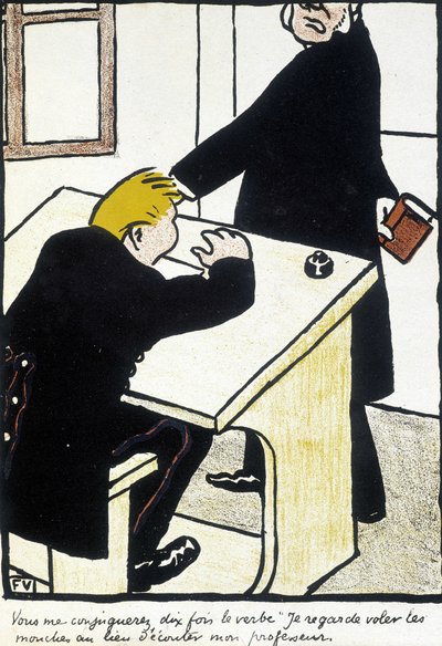 Mi sposerai dieci volte il verbo guardo volare le mosche invece di ascoltare il mio insegnante - "La scuola cristiana" di Félix Vallotton, in "L