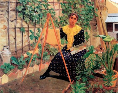 Giovane donna che dipinge da Felix Edouard Vallotton