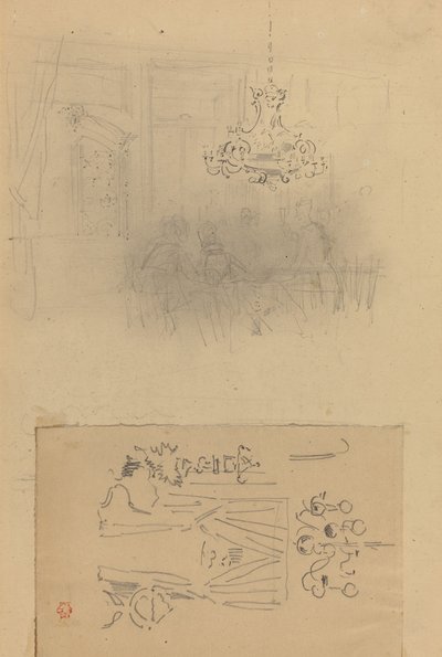 Riunione in un interno, porta con tenda da Felix Hilaire Buhot