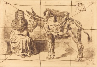 Cacoletière Assise (Donna seduta e asino) da Felix Hilaire Buhot