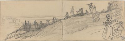 Figure in cima a una collina, con vista sul mare da Felix Hilaire Buhot