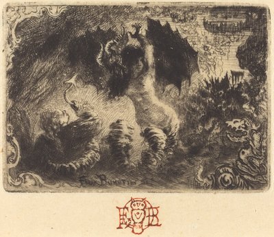 Le Diable amoureux di Jacques Cazotte, 1ª vignetta, 1878 da Felix Hilaire Buhot