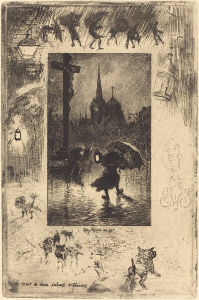 Il rumore di due zoccoli che strisciano..., 1878 da Felix Hilaire Buhot
