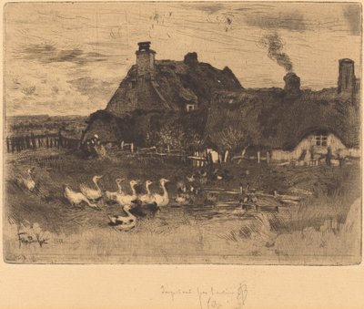 Le piccole chaumières (Piccolo piatto di cottage con tetto di paglia) da Felix Hilaire Buhot