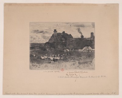 Piccoli cottage con tetto di paglia Les Petites Chaumières, 1878 da Felix Hilaire Buhot