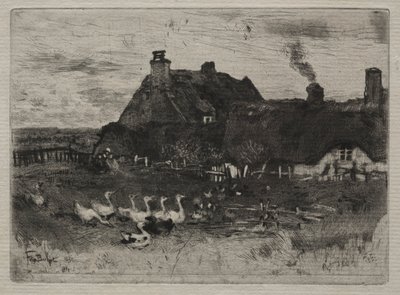 Cottage con tetto di paglia, 1878 da Felix Hilaire Buhot