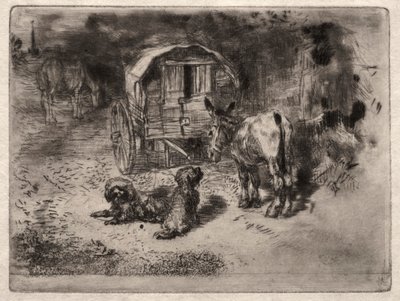 I Guardiani della Casa, o gli Amici del Saltimbanco, c. 1875 da Felix Hilaire Buhot