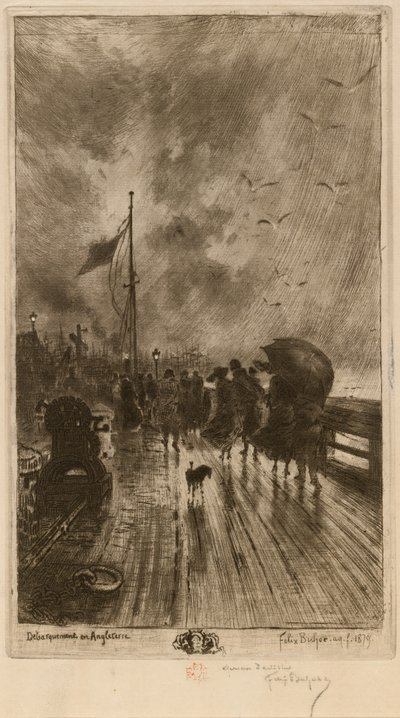Un Débarquement en Angleterre, 1879 da Felix Hilaire Buhot
