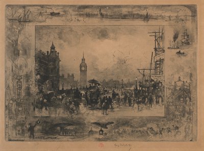 Ponte di Westminster, o Torre di Westminster da Felix Hilaire Buhot