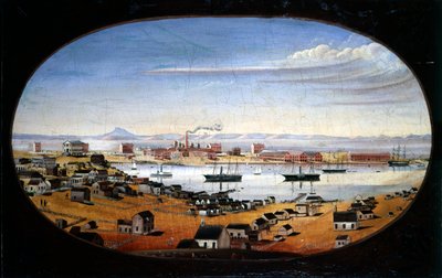 Cantiere navale della Marina degli Stati Uniti, Mare Island, California, c.1857 da Felix Mathews
