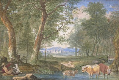 Paesaggio con Mucche in un Ruscello, 1698 da Felix Meyer