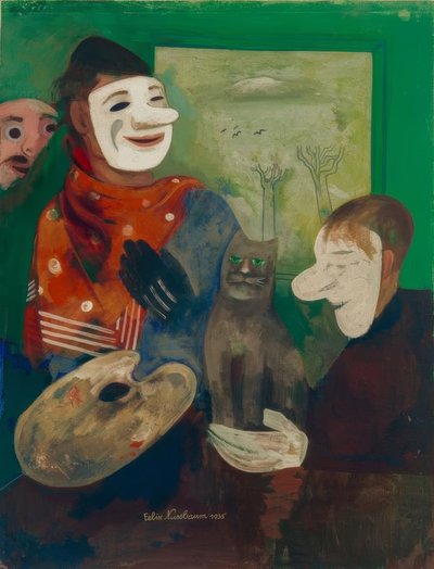 Maschere e gatti (Pittore con maschera e gatto) da Felix Nussbaum