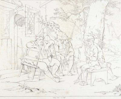 (Rip Van Winkle, illustrazione) Rip con Junto alla locanda del villaggio da Felix Octavius Carr Darley