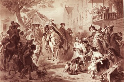 George Washington entra a New York nel 1783, inciso da Alexander Hay Ritchie (1822-1895) da Felix Octavius Carr Darley