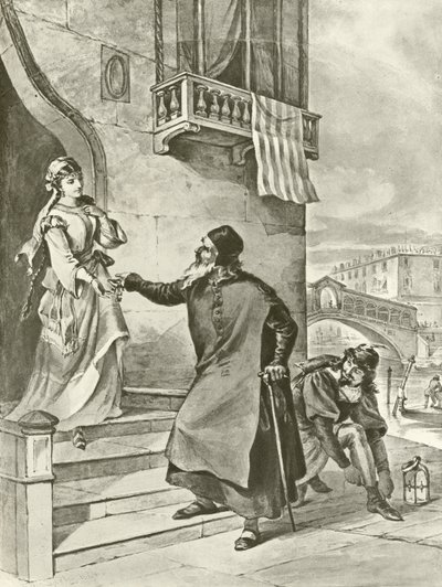 Il Mercante di Venezia. Atto II, Scena V da Felix Octavius Carr Darley