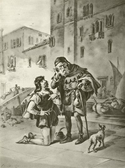 Il mercante di Venezia. Atto II, Scena II da Felix Octavius Carr Darley