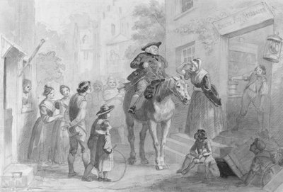 Scena di villaggio con figure coloniali olandesi dall