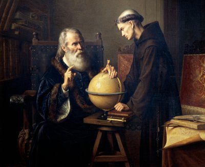 Galileo Galilei (1564-1642) che spiega le sue teorie all