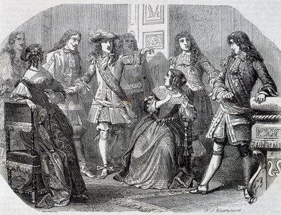 Arresto di Nicolas Fouquet sovrintendente delle finanze, incisione di Henri Felix Emmanuel Philippoteaux (1815-1884) dal Vicomte di Bragelonne, di Alexandre Dumas (1802-1870) da Felix Philippoteaux