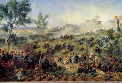 Vista della Battaglia di Montebello di Casteggio, 20 maggio 1859 da Felix Philippoteaux