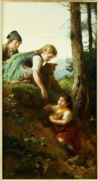 Bambini che raccolgono bacche da Felix Schlesinger