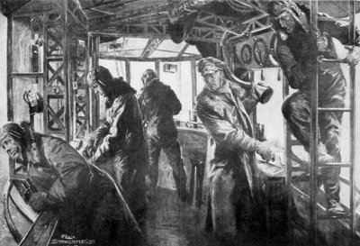 Area di comando a bordo di uno Zeppelin, flotta aerea tedesca, Prima Guerra Mondiale, 1917 da Felix Schwormstadt