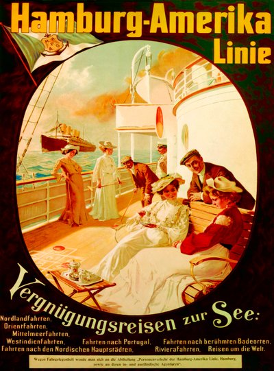 Crociera di piacere sul mare, poster pubblicitario della Hamburg American Line, 1904 da Felix Schwormstadt