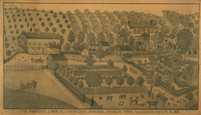 La proprietà di John P. e Catharina Schuring, Franklin Town, Contea di Allegheny, Pennsylvania da Ferdinand A. Brader