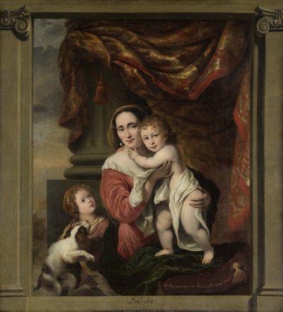 Carità: Joanna de Geer (1629-1691) con i suoi figli Cecilia Trip (1660-1728) e Laurens Trip (n. 1662) da Ferdinand Bol