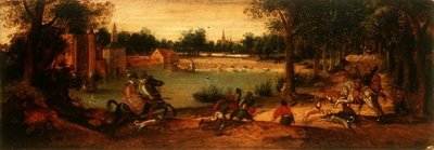 La caccia al cinghiale: uno di una coppia di paesaggi da Ferdinand Bol