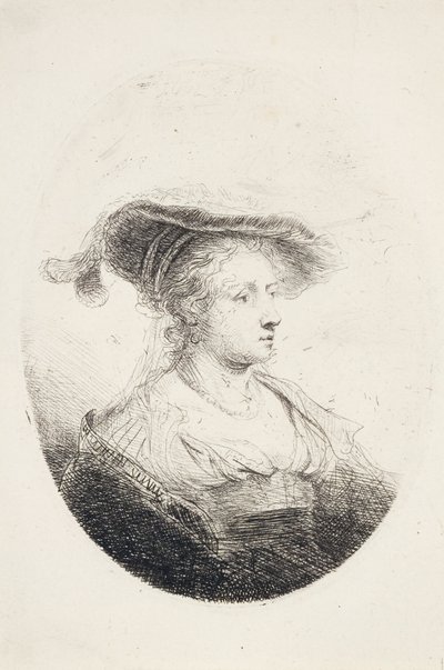Giovane Donna con Cappello Piumato, 1644 da Ferdinand Bol