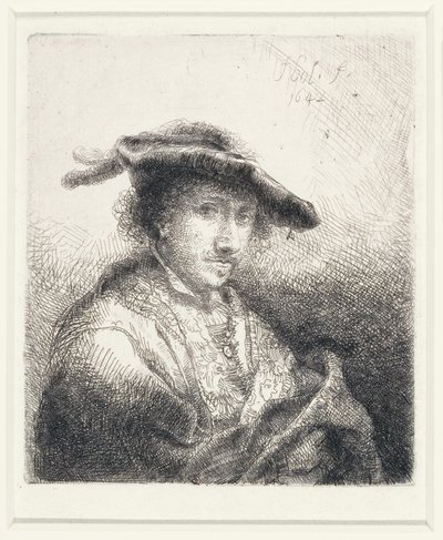 Giovane uomo con cappello piumato, 1642 da Ferdinand Bol