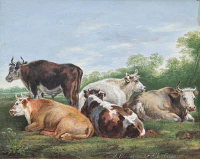Mucche in un pascolo da Ferdinand Ehricht der Jüngere